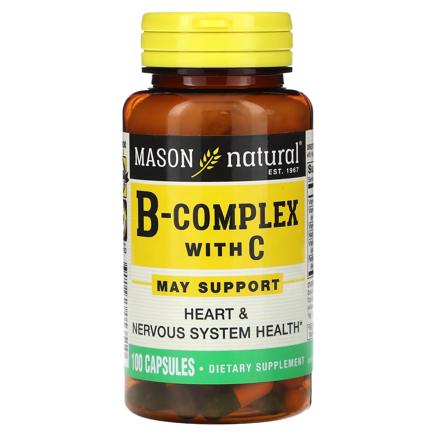 

Биологически активная добавка Mason Natural комплекс витаминов группы В с витамином С, 100 капсул