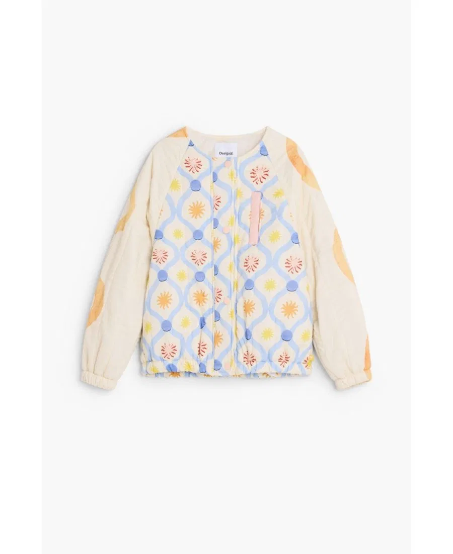 Детская стеганая куртка для девочек, подошвы Desigual, белый