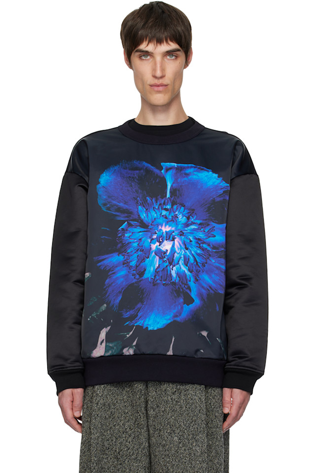 

Dries Van Noten Черная толстовка с принтом