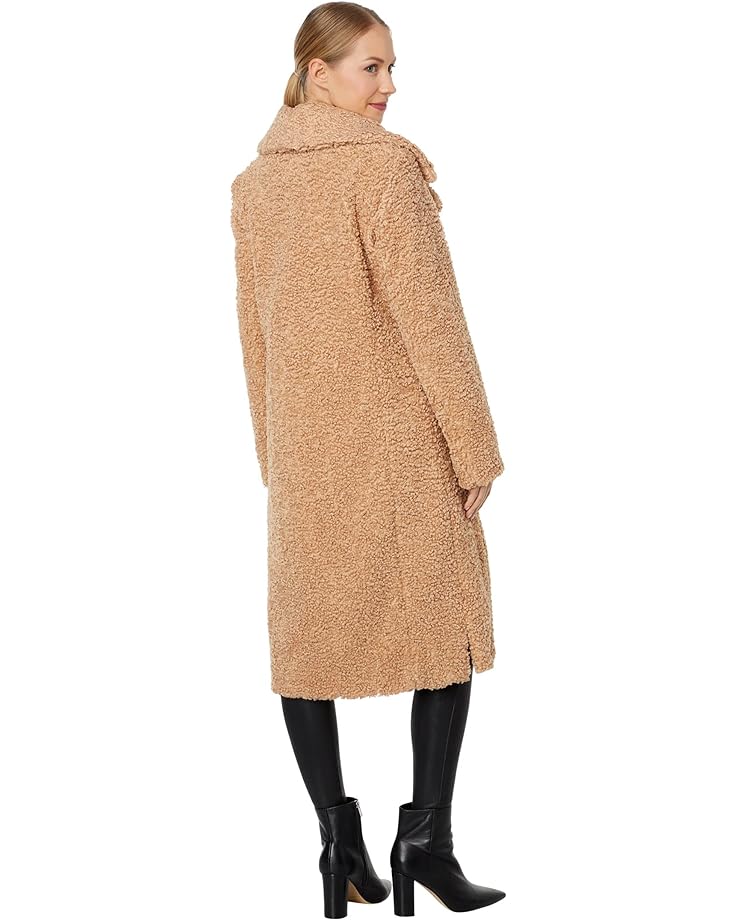 

Пальто Sam Edelman Notch Collar Single-Breasted Maxi Teddy Coat, кэмел