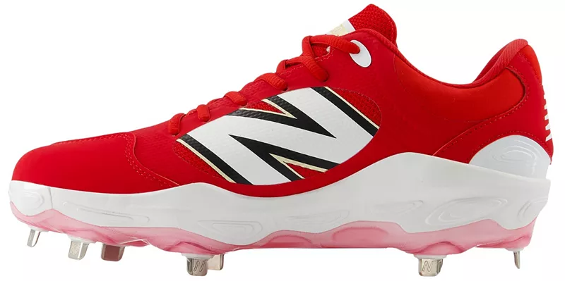 Мужские металлические бейсбольные бутсы New Balance Fresh Foam X 3000 V7, красный/белый — фото 3