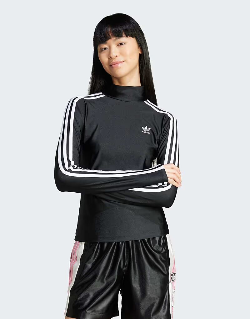 

Футболка с длинным рукавом и тремя полосками Adicolor, черная Adidas Originals