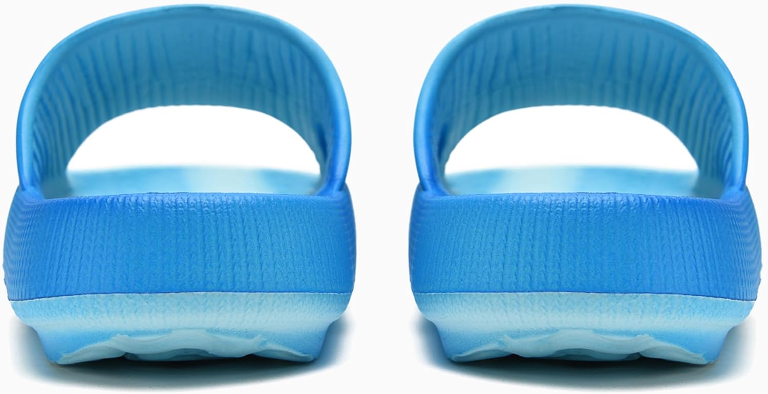 Детские тапочки-подушечки rosyclo Cloud Slides, нескользящие, с открытым носком, мягкие, удобные, с толстой подошвой, для дома и улицы, Ocean — фото 4