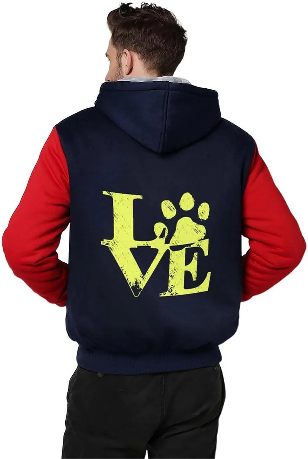 Толстовка мужская на молнии, флисовая, бренд Love Dag Paw, красный — фото 2