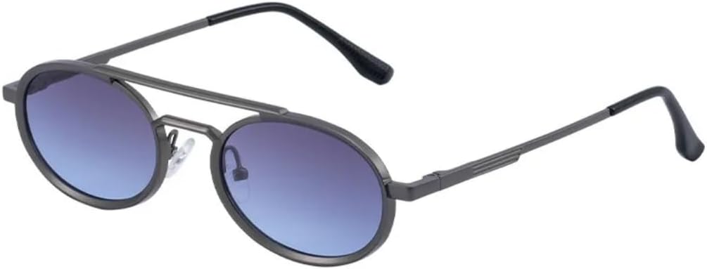 

Маленькие овальные солнцезащитные очки в стиле стимпанк с металлической оправой для женщин, роскошные винтажные очки с двойной дужкой, классические круглые очки в стиле панк VFDHN, C3gungrayblue