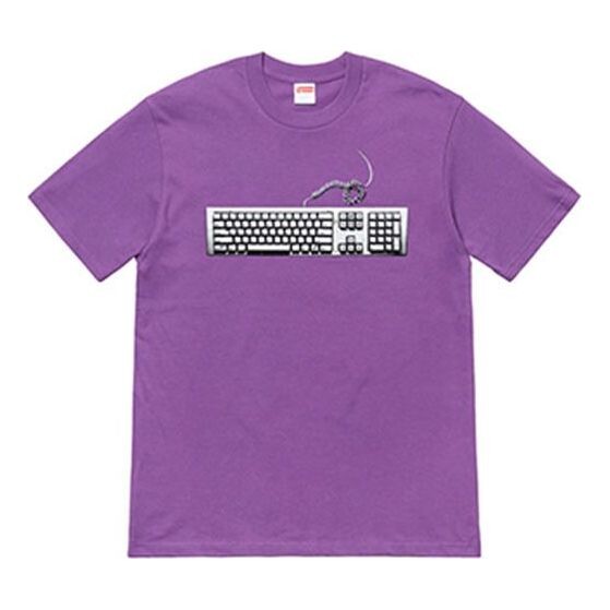 

Футболка ss19 keyboard tee purple pattern short sleeve Supreme, фиолетовый