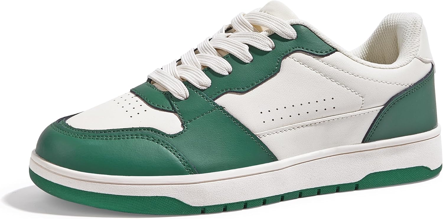 

Мужские модные кроссовки LUCKY STEP с шнуровкой, повседневные, низкие, противоскользящие, для тенниса, скейтборда, баскетбола и ходьбы, белый/зеленый