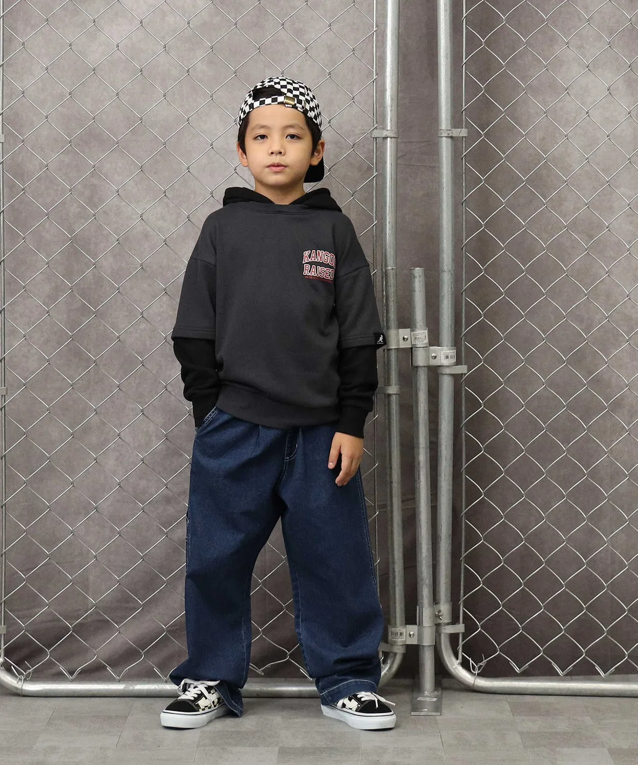 Толстовка KANGOL с имитацией многослойности, серая — фото 2