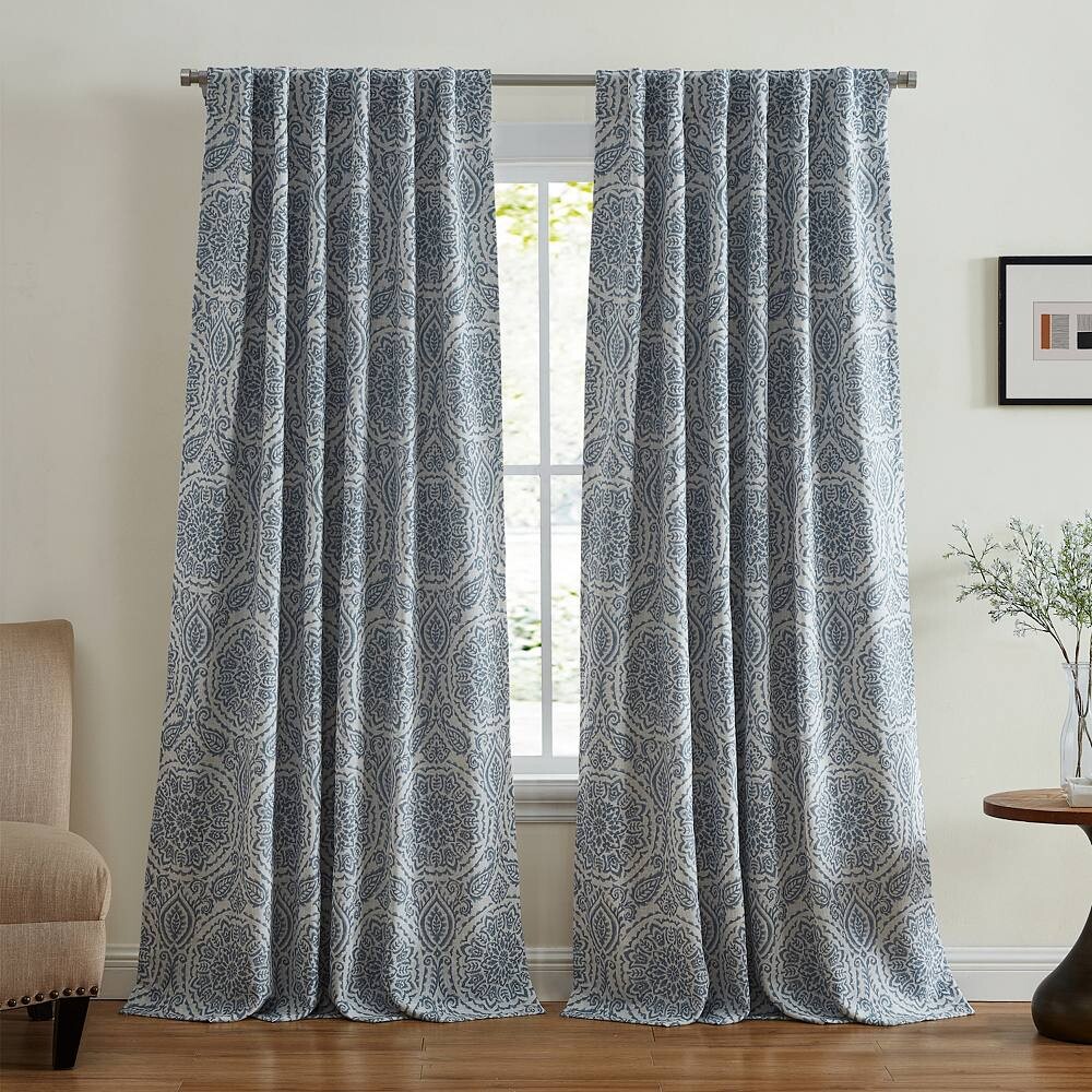 

Elrene Home Fashions Джованни Медальон из льняной смеси Затемняющая оконная занавеска, синий