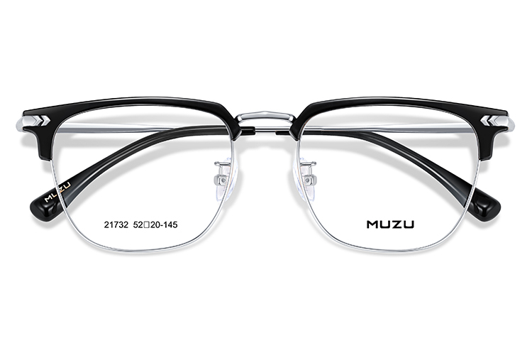 

Функциональные очки Browline для мужчин MUZU, Black gun-colored frame