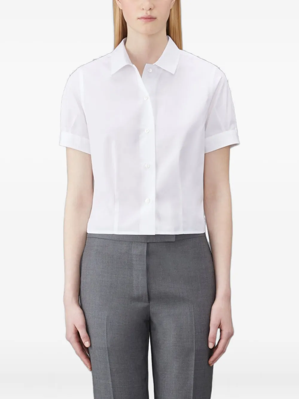 

Укороченная рубашка с французскими манжетами THOM BROWNE, белый