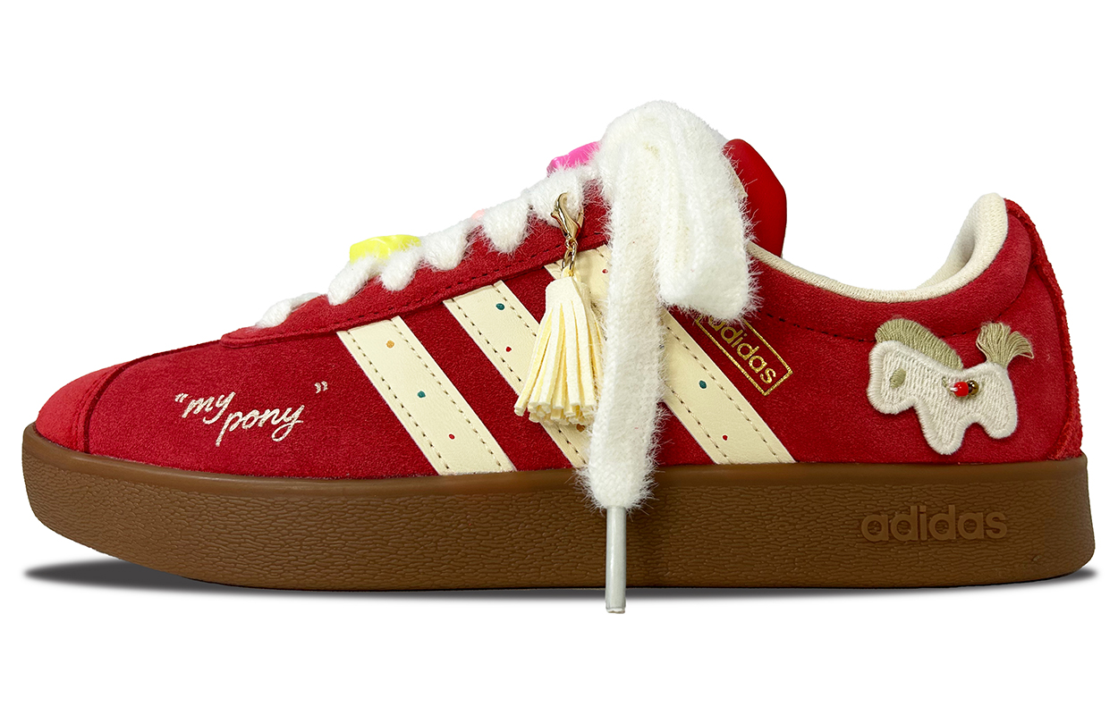 Adidas Кроссовки для скейтбординга Vl Court Classic, устойчивые к истиранию, легкие и дышащие, низкие, унисекс, красные — фото 3
