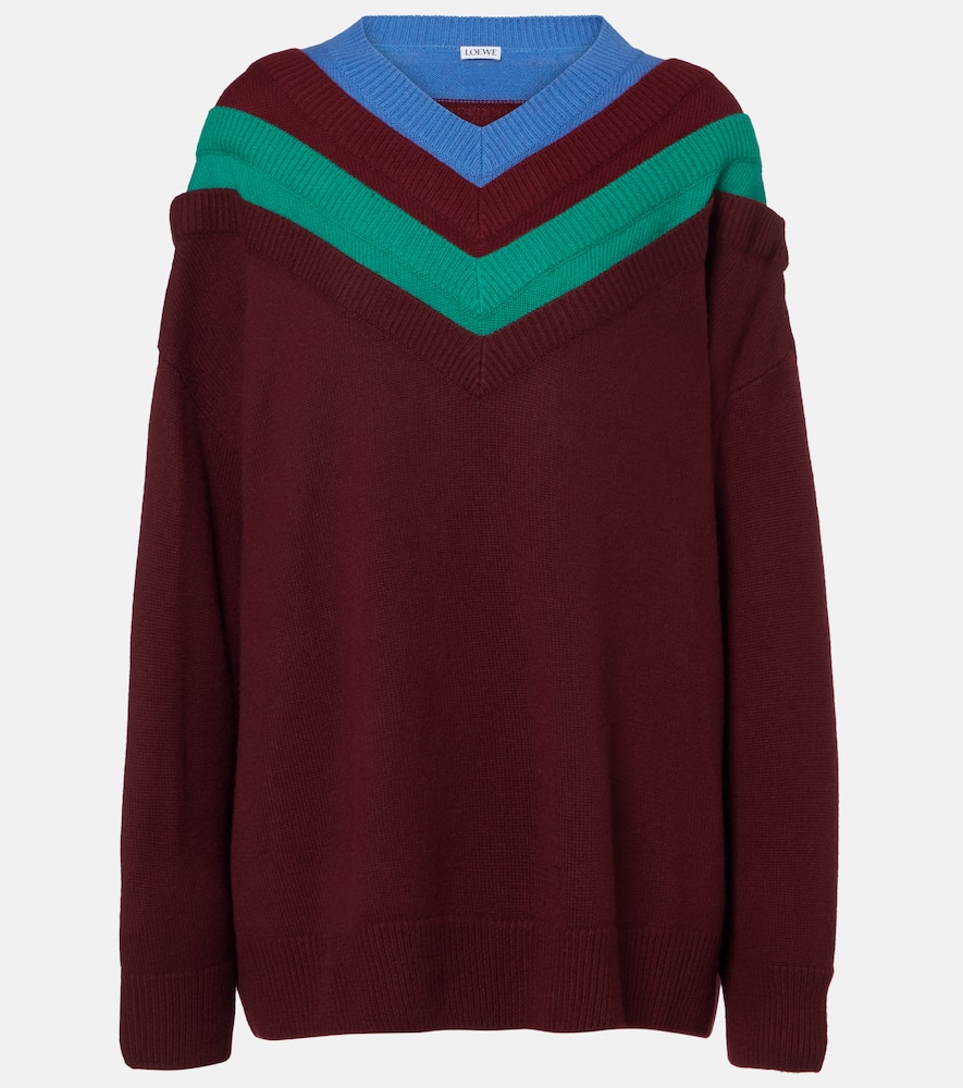 

Свитер из шерсти с эффектом trompe l'œil Loewe, Green/Red/Multicolor