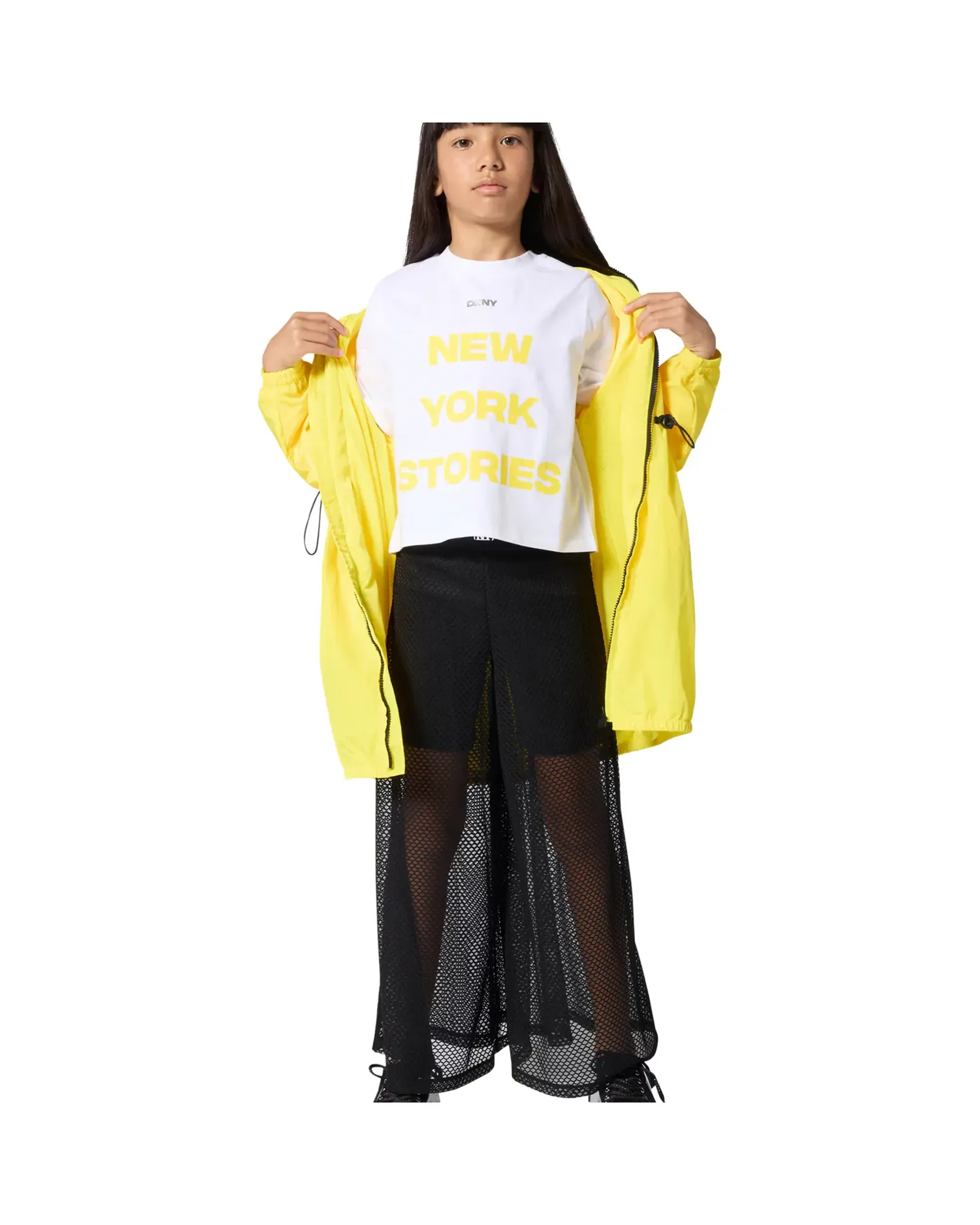 Футболка для девочки с рукавом-французом однотонная DKNY, Natural — фото 3