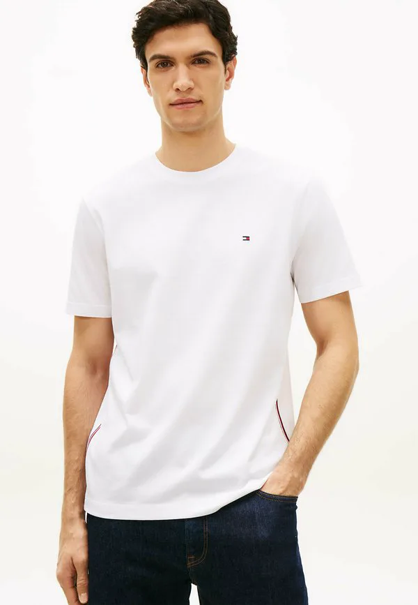 Футболка с принтом в виде полос по всему миру по боковым швам Tommy Hilfiger, White