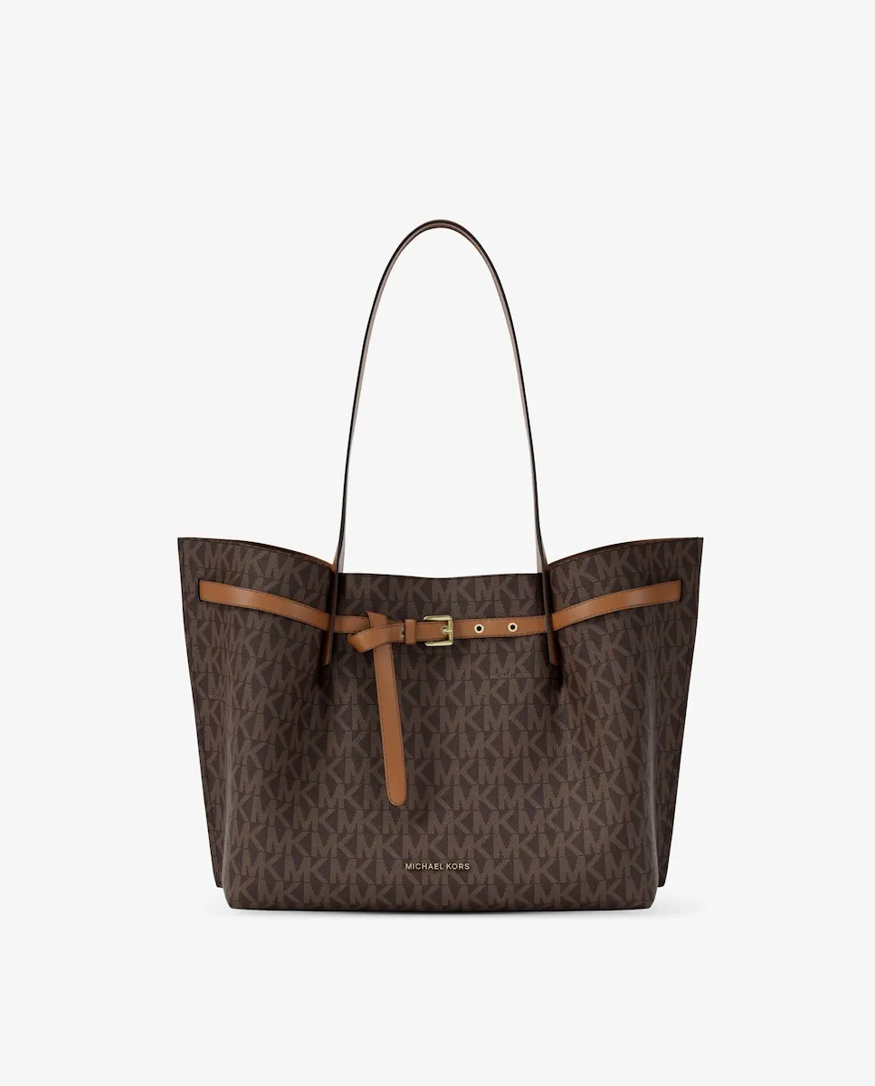 

Большая сумка-тоут Emilia с логотипом Michael Michael Kors, темно-коричневый