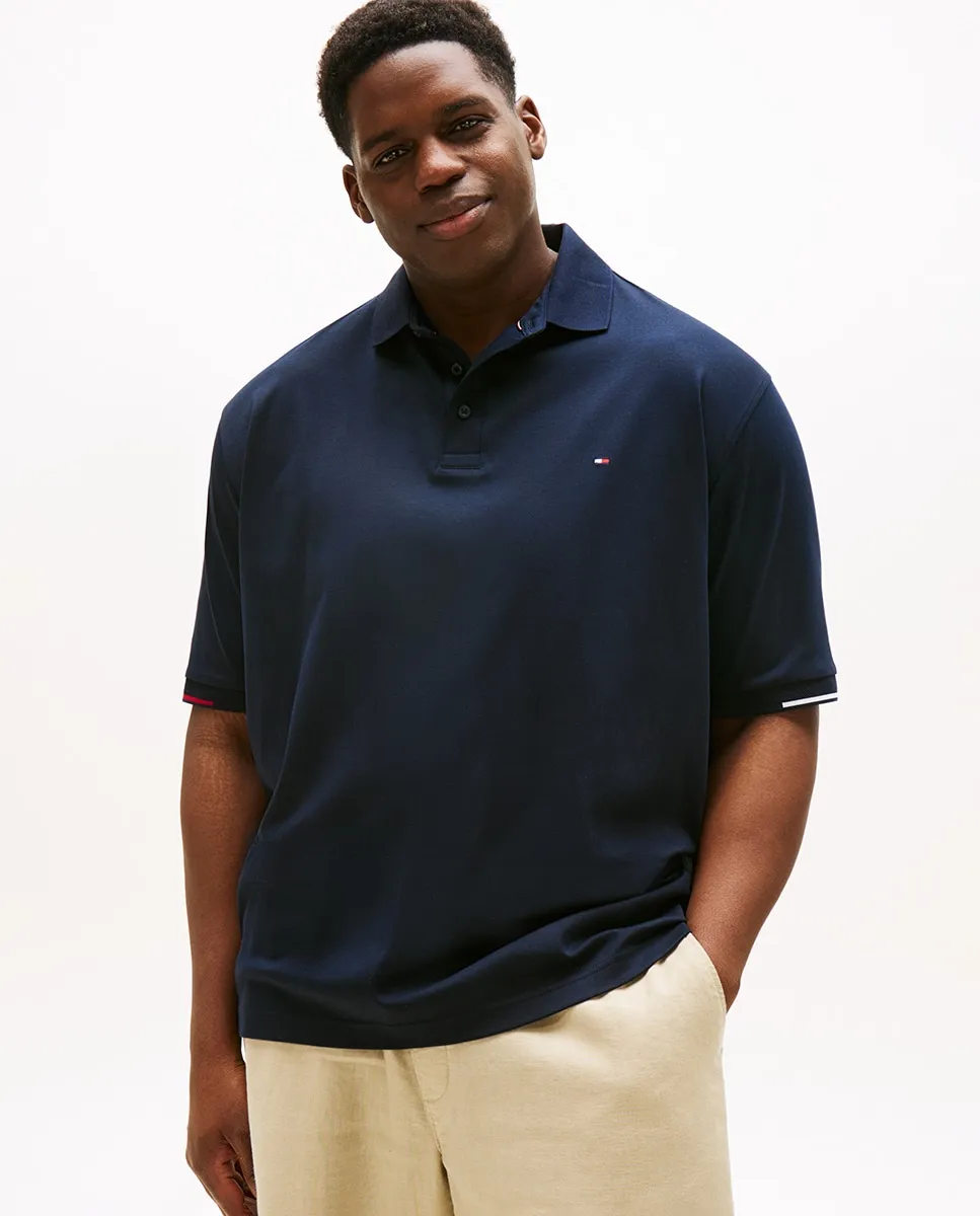

Мужское поло с коротким рукавом с корпоративными деталями на рукаве, большие размеры Tommy Hilfiger, темно-синий