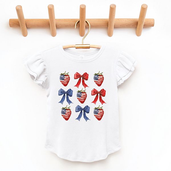 

Футболка с рукавами-фонариками Coquette и принтом в виде клубники The Juniper Shop, White