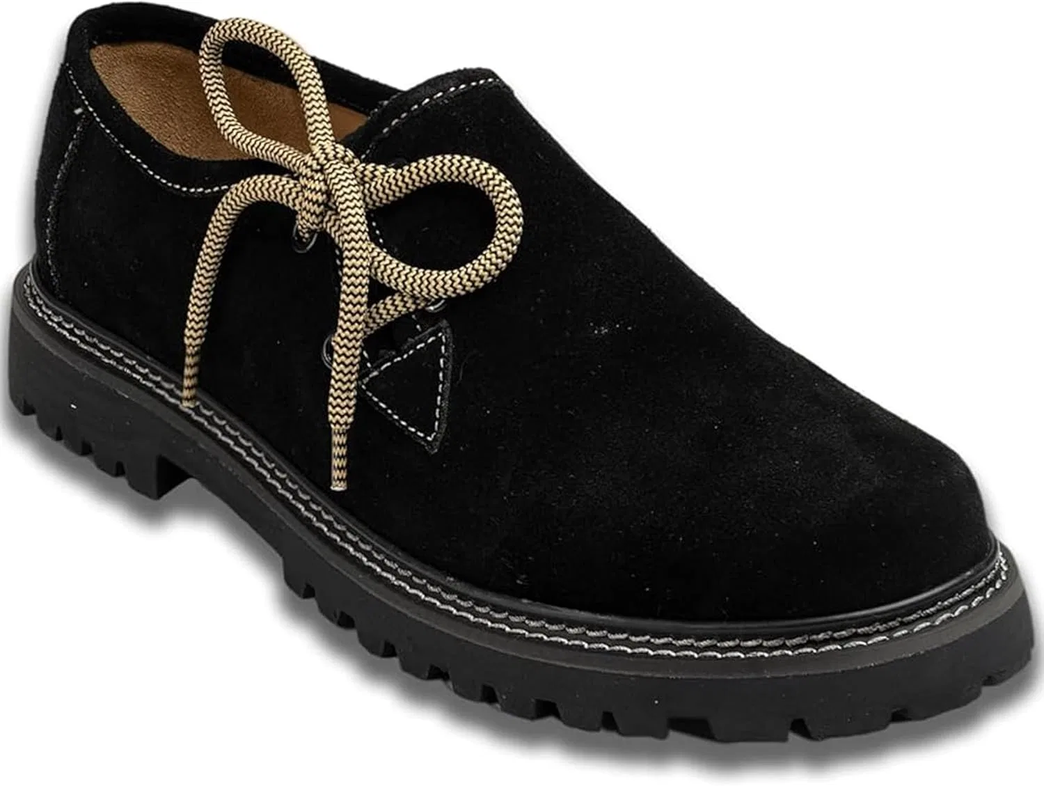 Традиционные немецкие кожаные туфли Haferlschuhe, оригинальные, ручной работы, из замши, с двумя шнурками German Wear, Black — фото 3