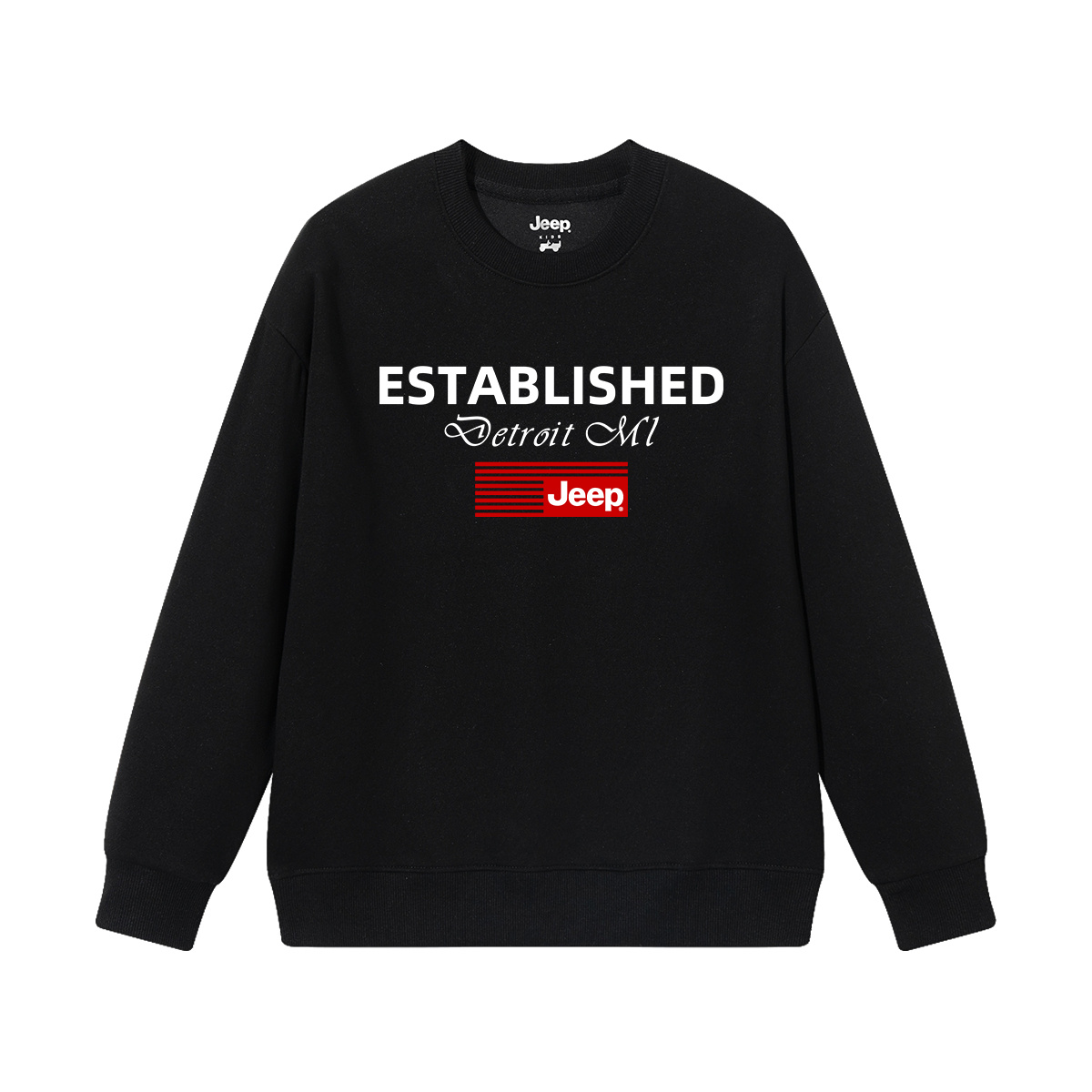 Детская толстовка с круглым вырезом утолщенная Jeep, new year красный fleece-lined — фото 3