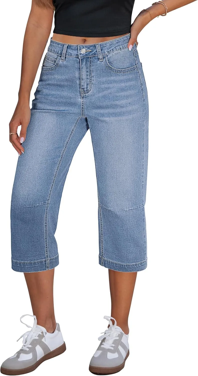 

GRAPENT Capri Jeans для женщин Mid Rise Straight Leg Casual