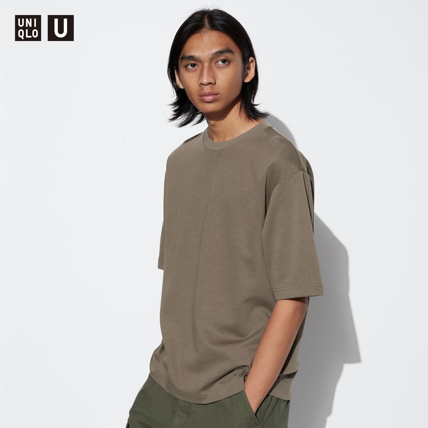 

Футболка оверсайз Uniqlo AIRism с рукавами до половины, зеленый