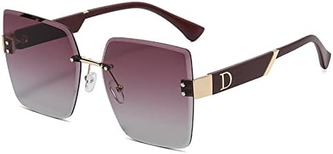 

Коричнево-черные солнцезащитные очки, женские аксессуары, женские солнцезащитные очки с металлическими градиентными линзами, женские солнцезащитные очки без оправы MTZJH, C