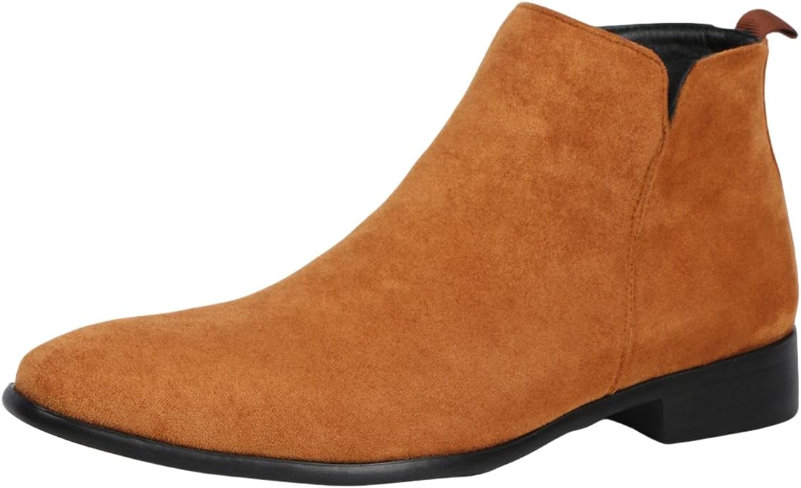 

Мужские замшевые челси Santimon Классические ботинки без шнуровки Для повседневной и официальной носки Удобные и легкие ботильоны, Tan S