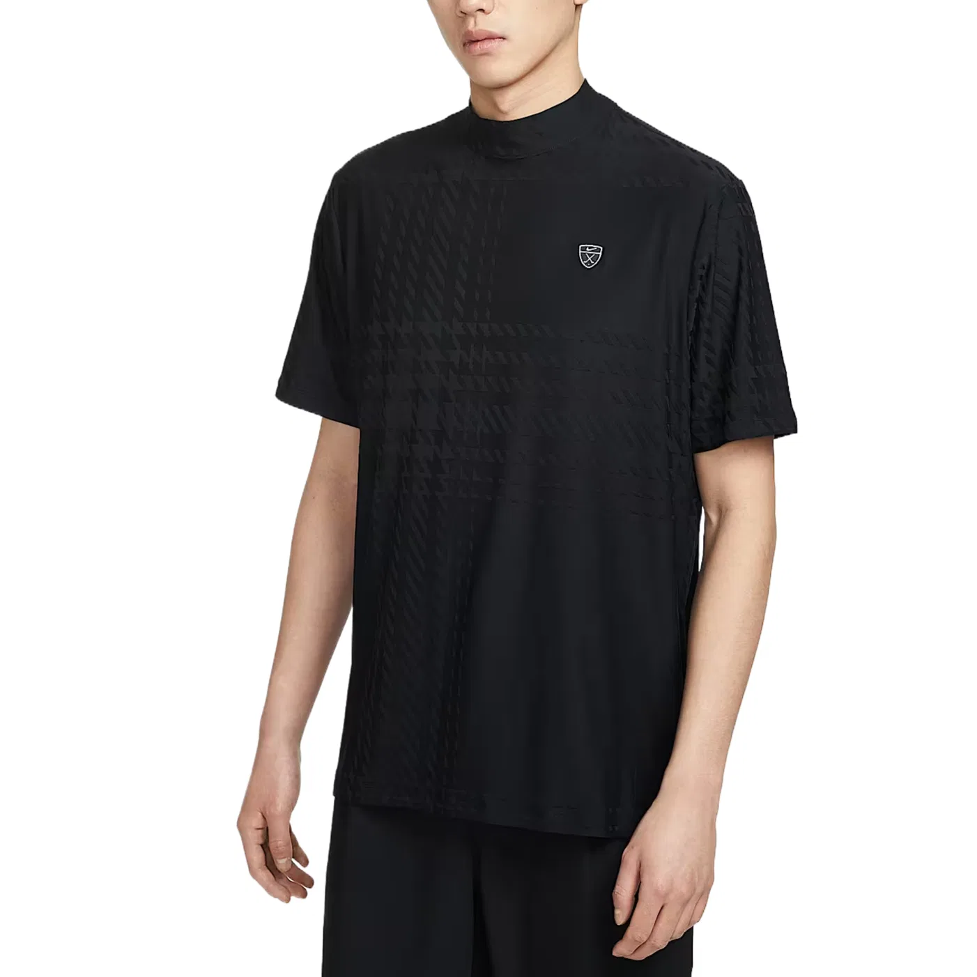 Футболка мужская Black, с воротником-стойкой, прямой крой Nike