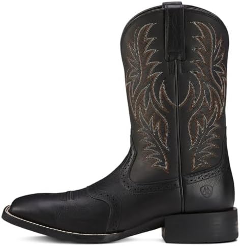 Мужские западные ковбойские сапоги Ariat Sport с широким квадратным носком, черный — фото 3