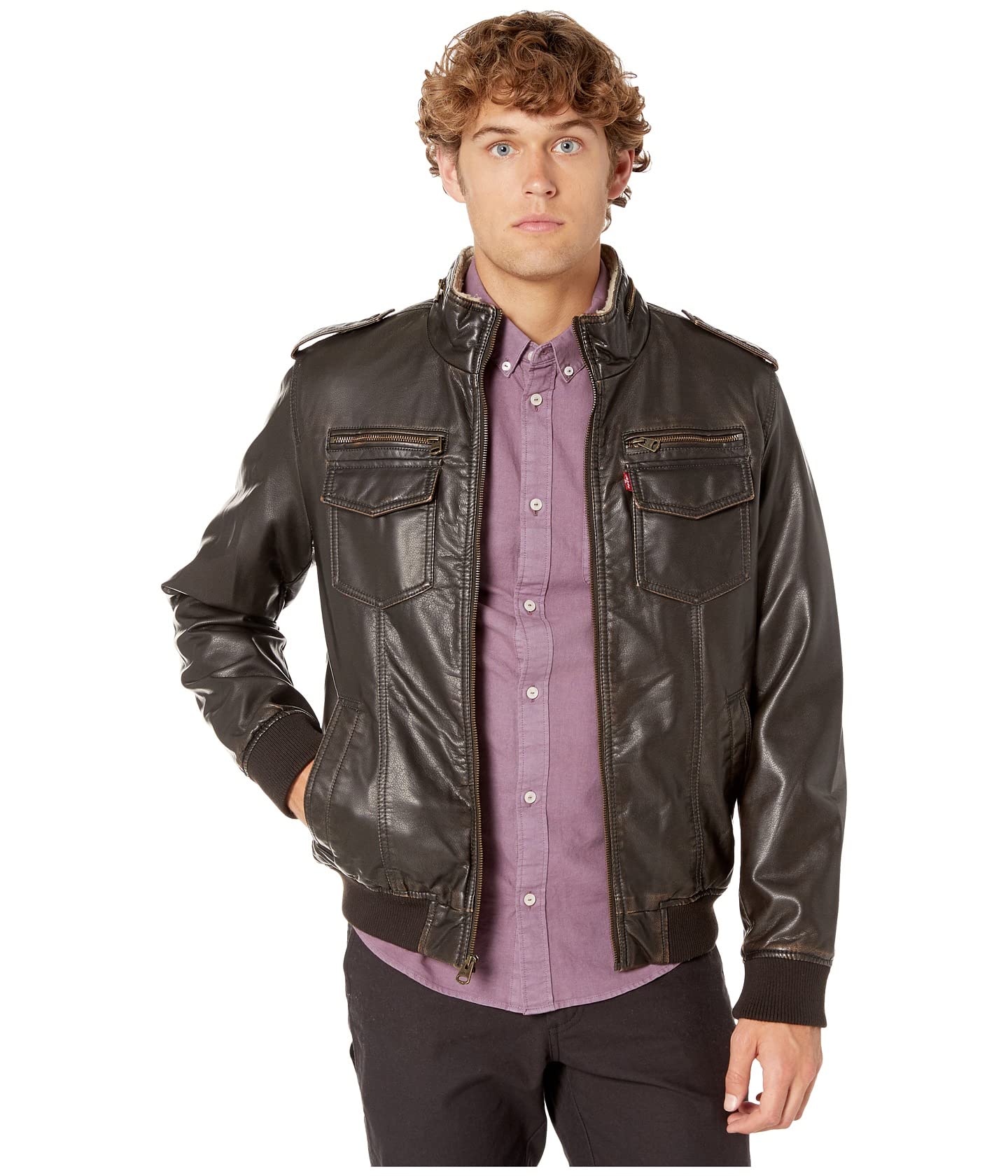 

Бомбер Levi's Two-Pocket Military Bomber With Sherpa Lining, Dark Brown