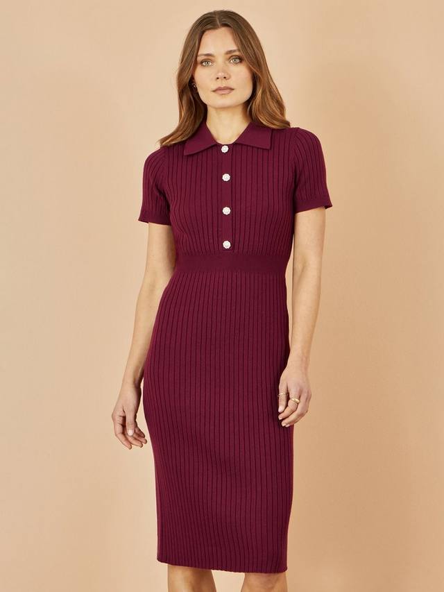 

Платье рибана с пуговицами в виде маргариток Yumi, Burgundy