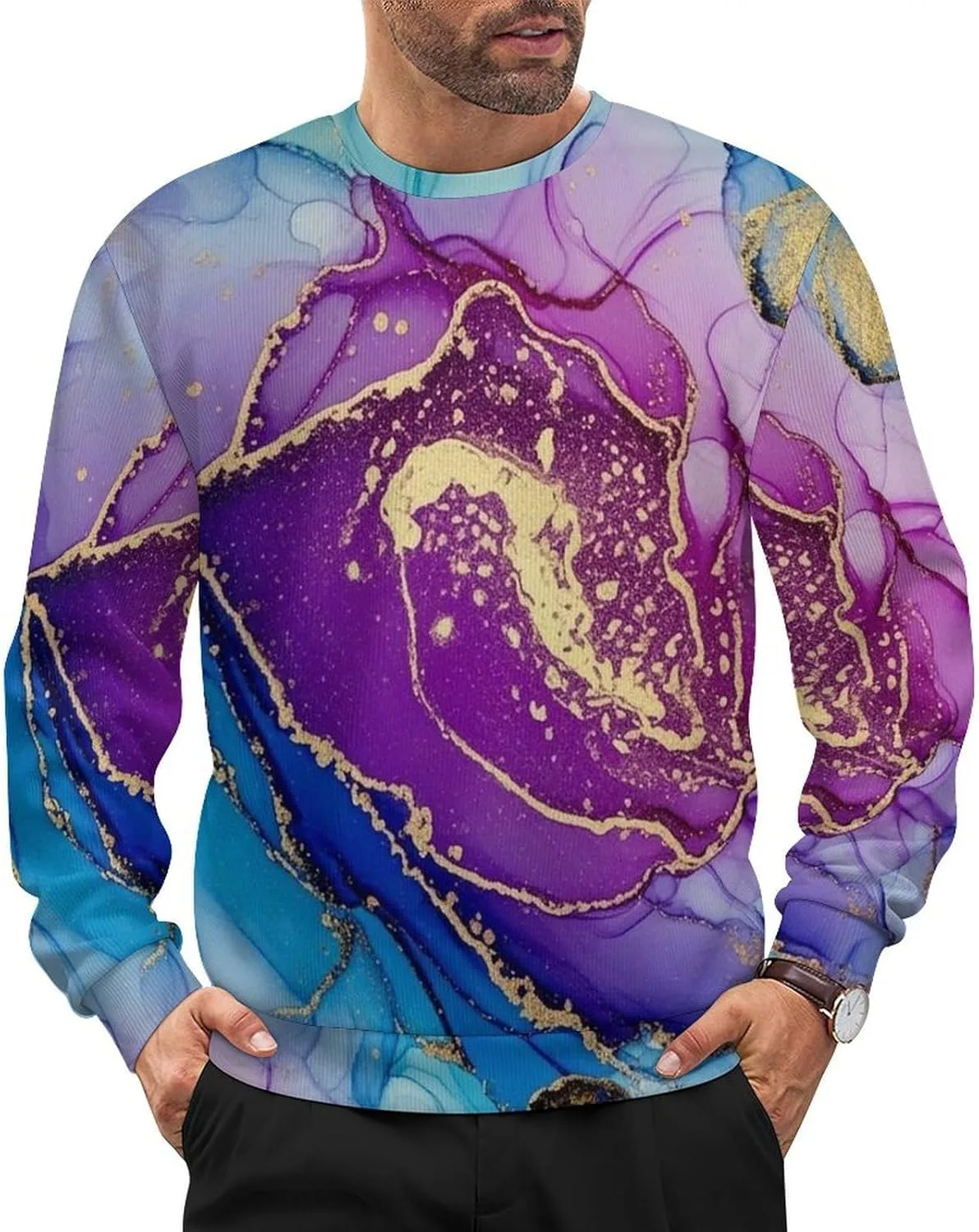 

Мужской классический пуловер с длинными рукавами и круглым вырезом Meaudiwes