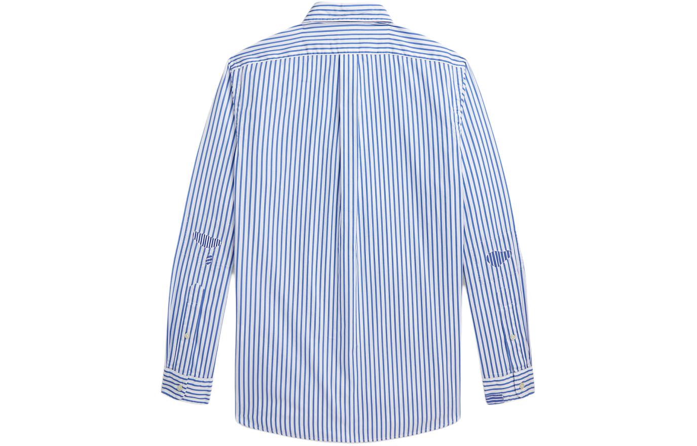 Патчворк полосатая хлопковая рубашка Polo Ralph Lauren, синий — фото 4