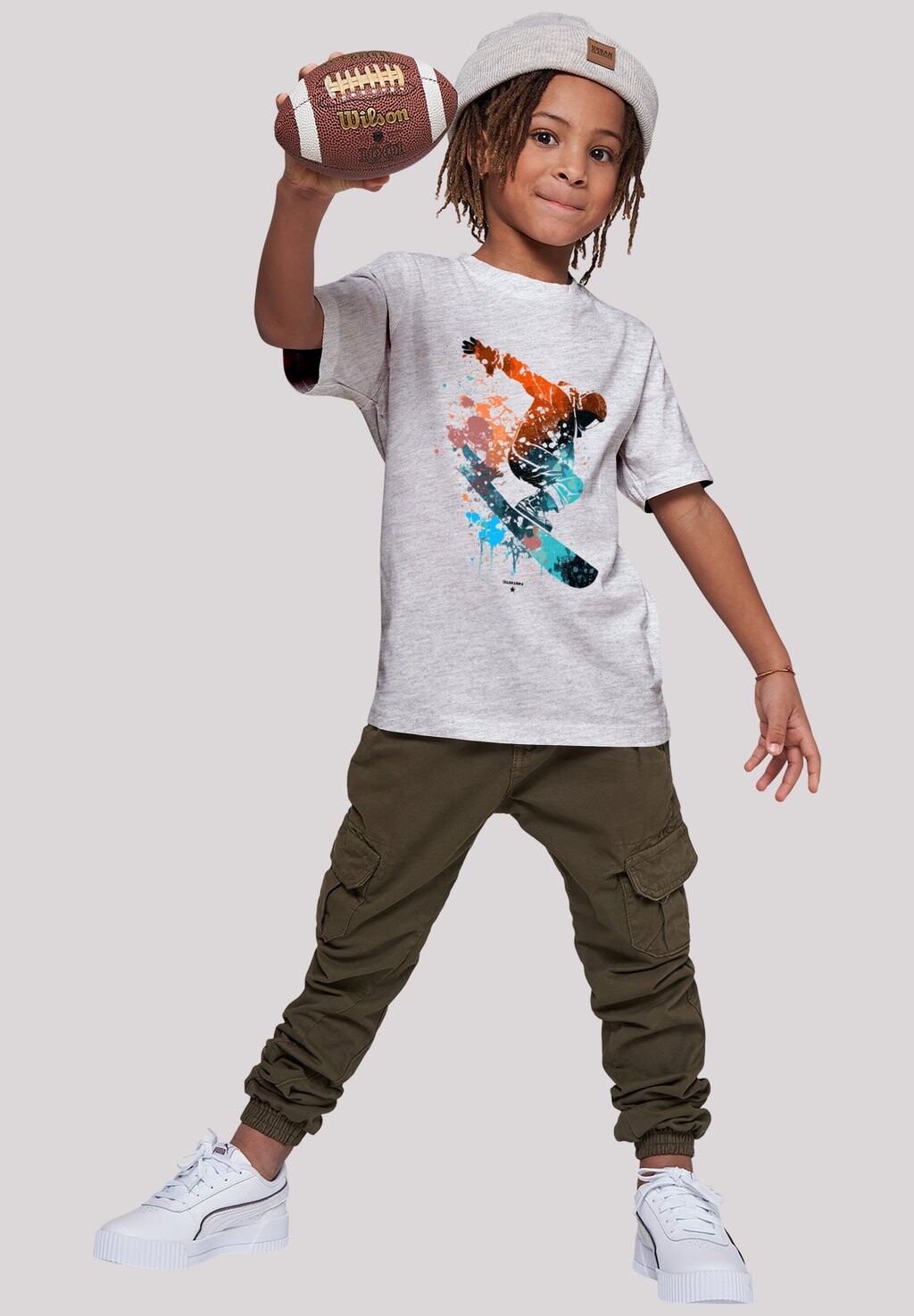 

Футболка с принтом SNOWBOARDER F4NT4STIC, цвет heather grey