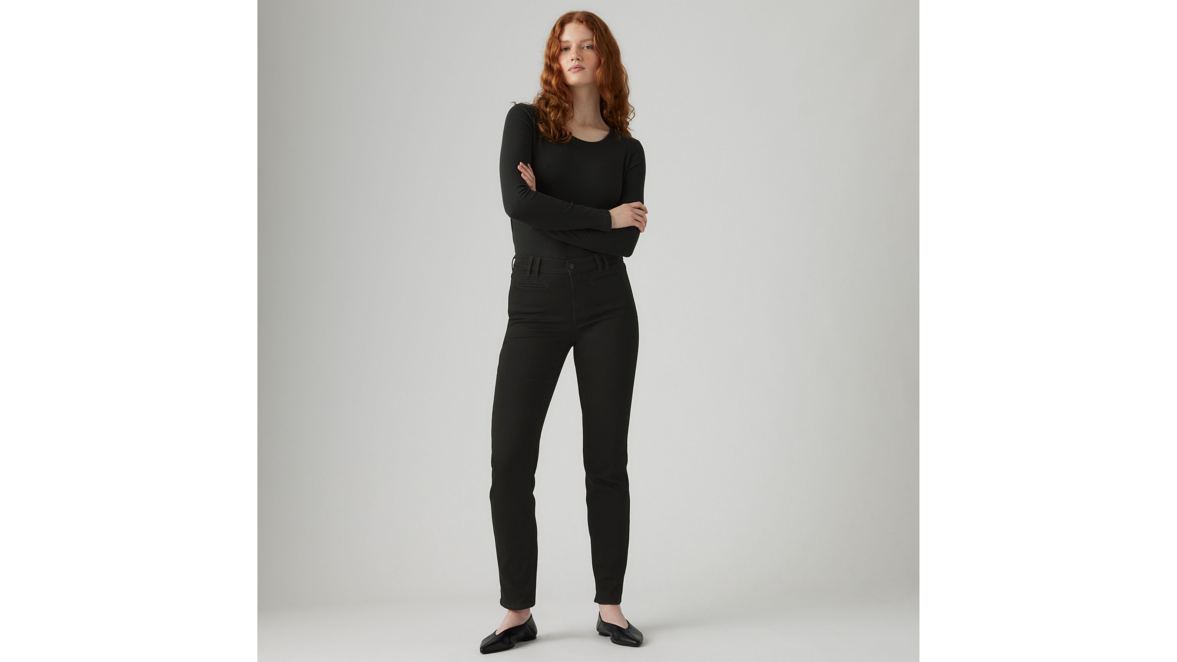

314 Формирующие женские джинсы классического кроя Levi's, Soft Black - Black