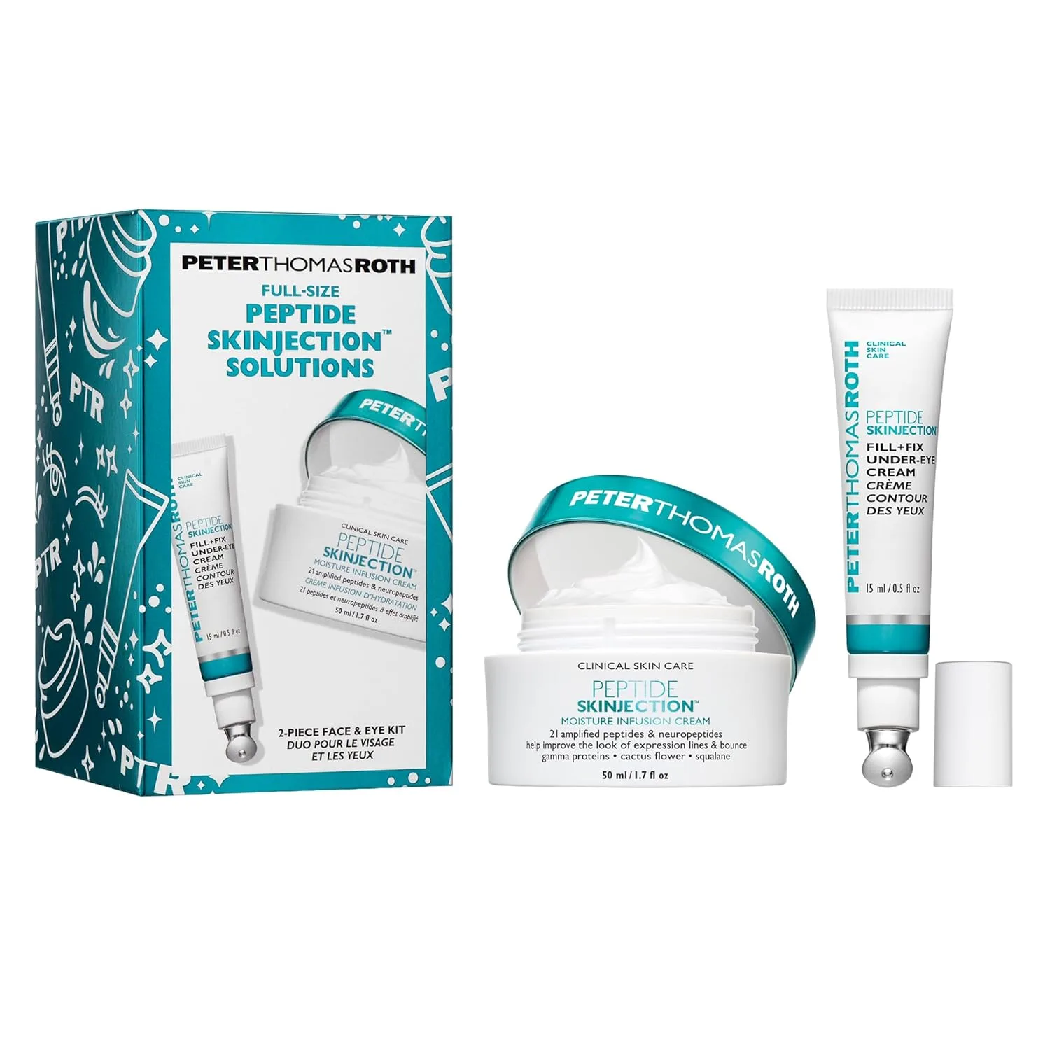 Peter Thomas Roth Peptide Skinjection Solutions набор для лица и глаз, антивозрастной уход с пептидами, крем для области вокруг глаз и увлажняющее средство
