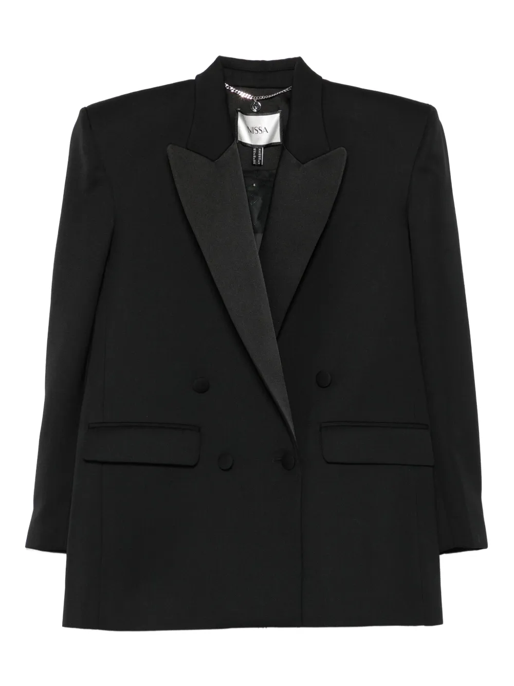 

Двубортный блейзер с лацканами-шалькой Nissa, черный