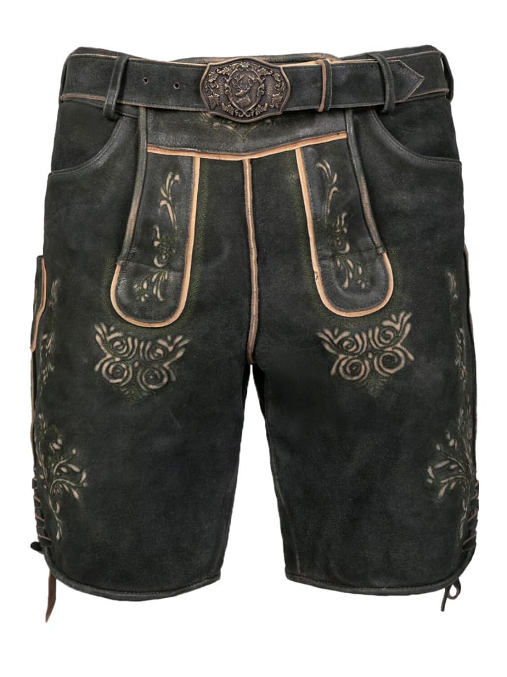 

Edelnice Короткие кожаные брюки Friedl из замши черного цвета