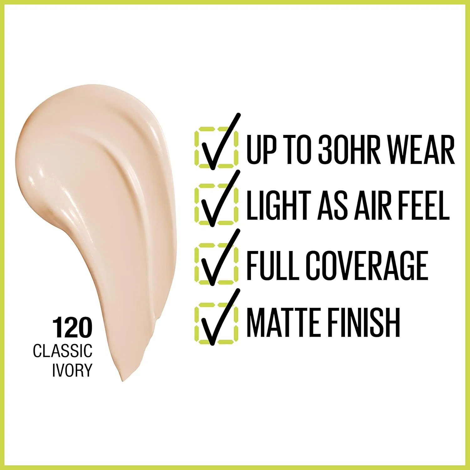 Тональное средство с полным покрытием Maybelline Classic Ivory 120 30 мл — фото 2