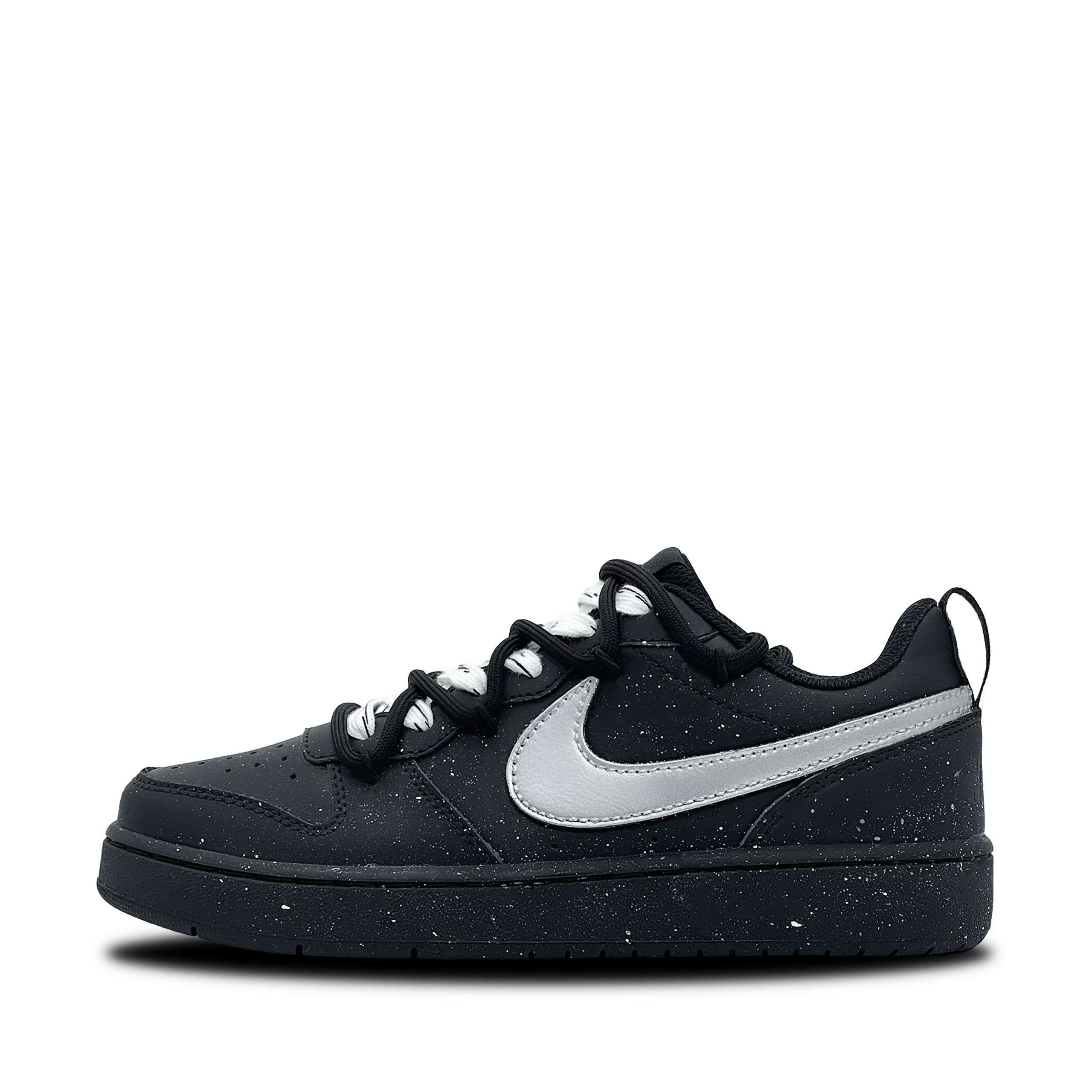 

Nike Court Borough Black Silver Stardust Slip Resistant Low top Kids' Skateboarding Shoes Silver Black Teenagers