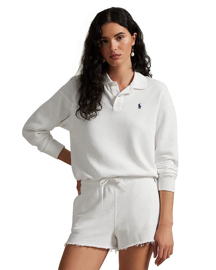 

Облегченная флисовая поло с длинным рукавом Ralph Lauren, белый
