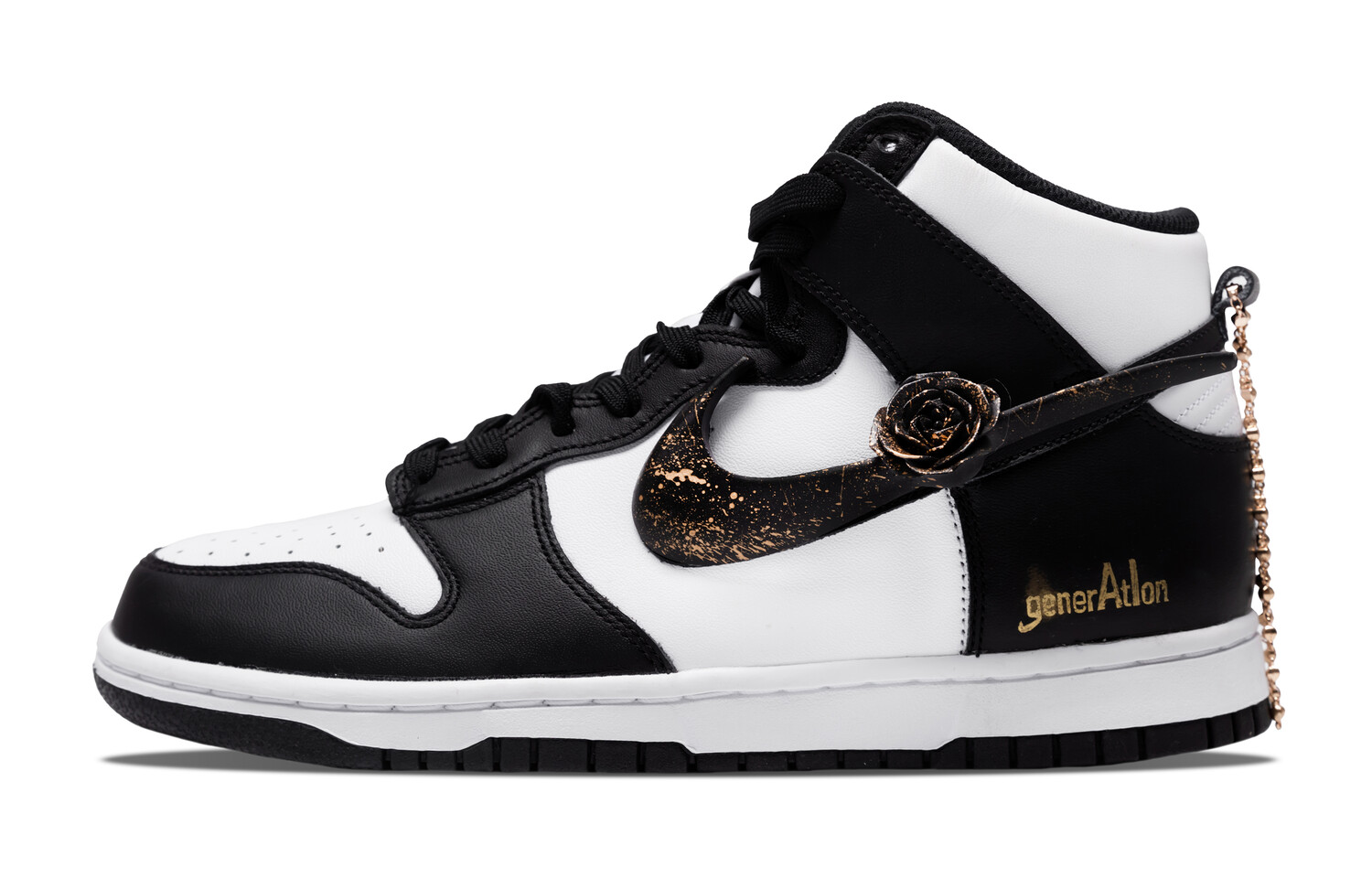 

Кастомизированные кроссовки Nike Dunk High Skateboarding Men, черный/белый