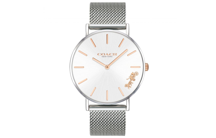 

Наручные часы Coach с кварцевым механизмом, стальной браслет, 36 мм, серебристый циферблат, женские