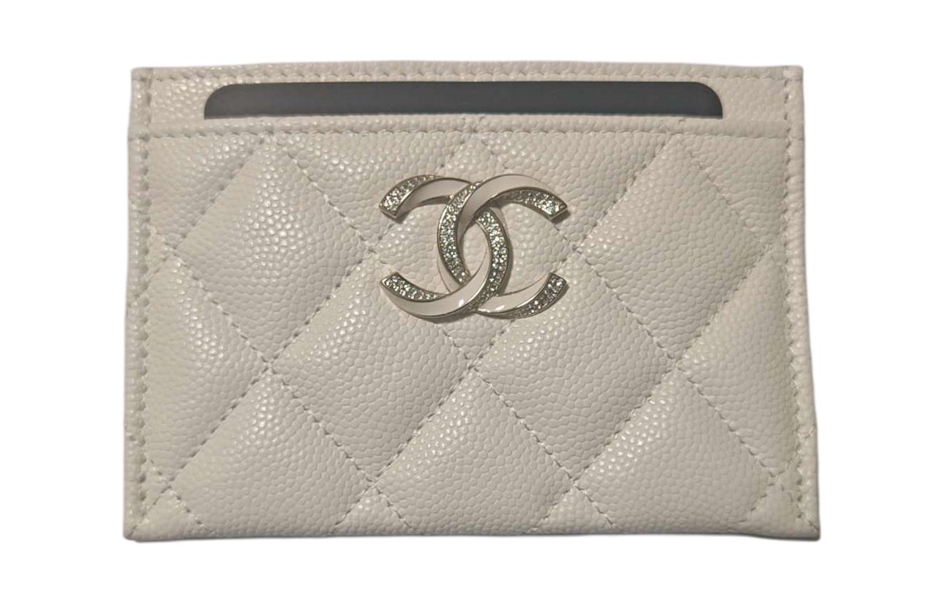 

CHANEL Женский держатель карт из коровьей кожи Litchi Grain, белый
