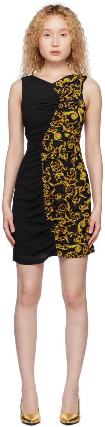 

Черное мини-платье с принтом Versace Jeans Couture
