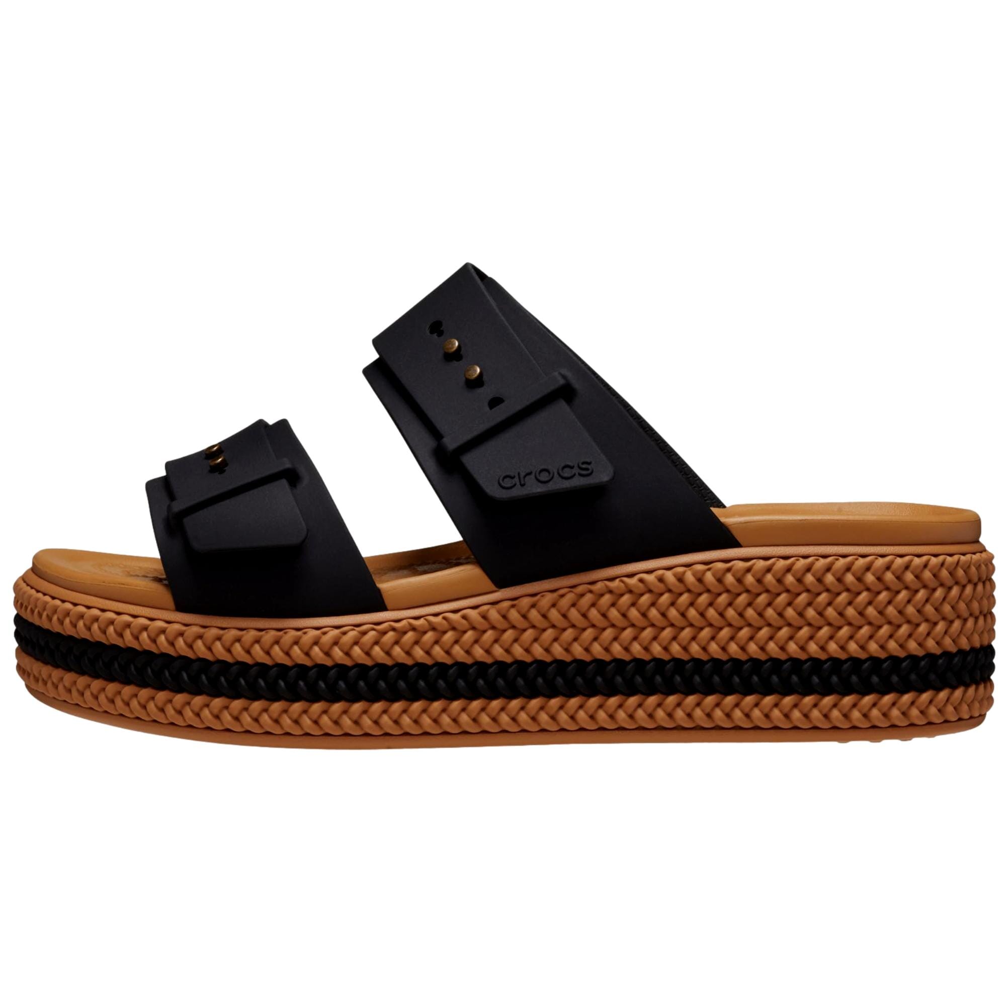 Кроксы Бруклин Бакл Лоу Ведж Блэк 209978-001 Женские мюли Crocs, черный