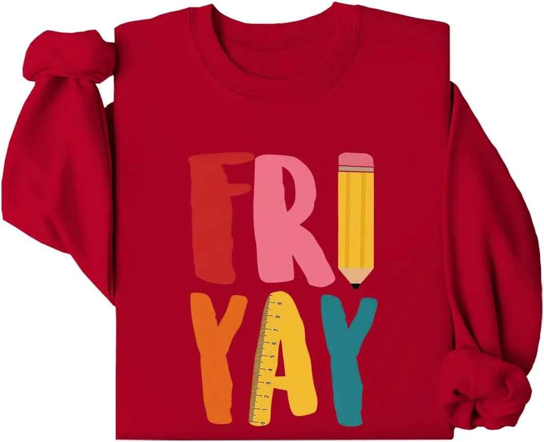 

Свитшот Casual Letters Pencil Ruler Print, Back-To-School