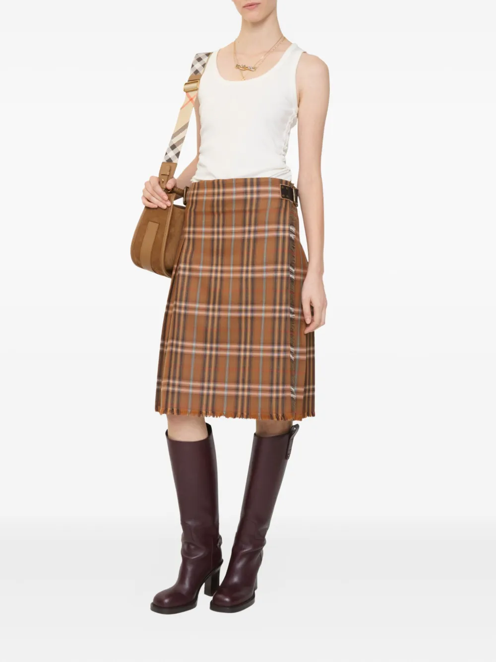 Юбка Burberry, женская, коричневый, клетчатая — фото 2