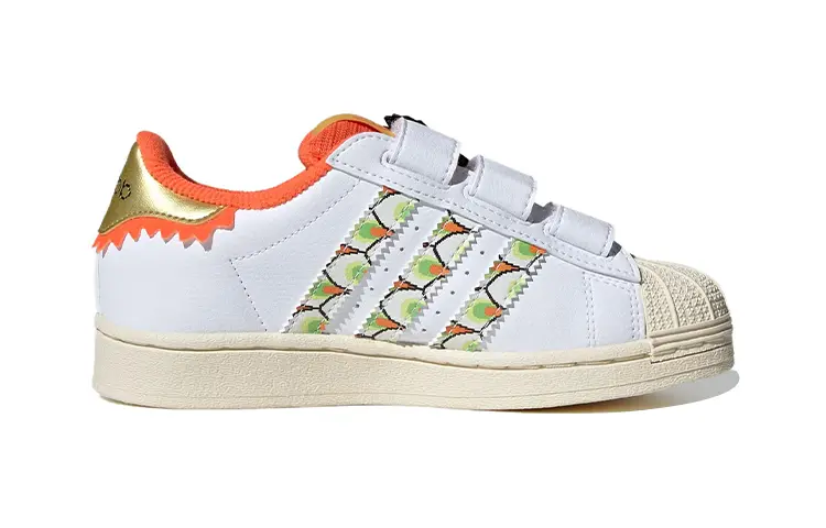 Детские кроссовки для скейтбординга adidas originals Superstar Series PS, White/Orange — фото 2